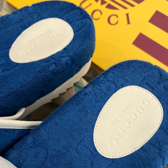 NEW Gucci x Adidas GG monogram logo slide sandals - Picture 7 of 11